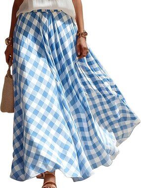 Vintage Checkered Plaid Maxi High Waisted Flowy A Line Casual Skirt - NWT - M